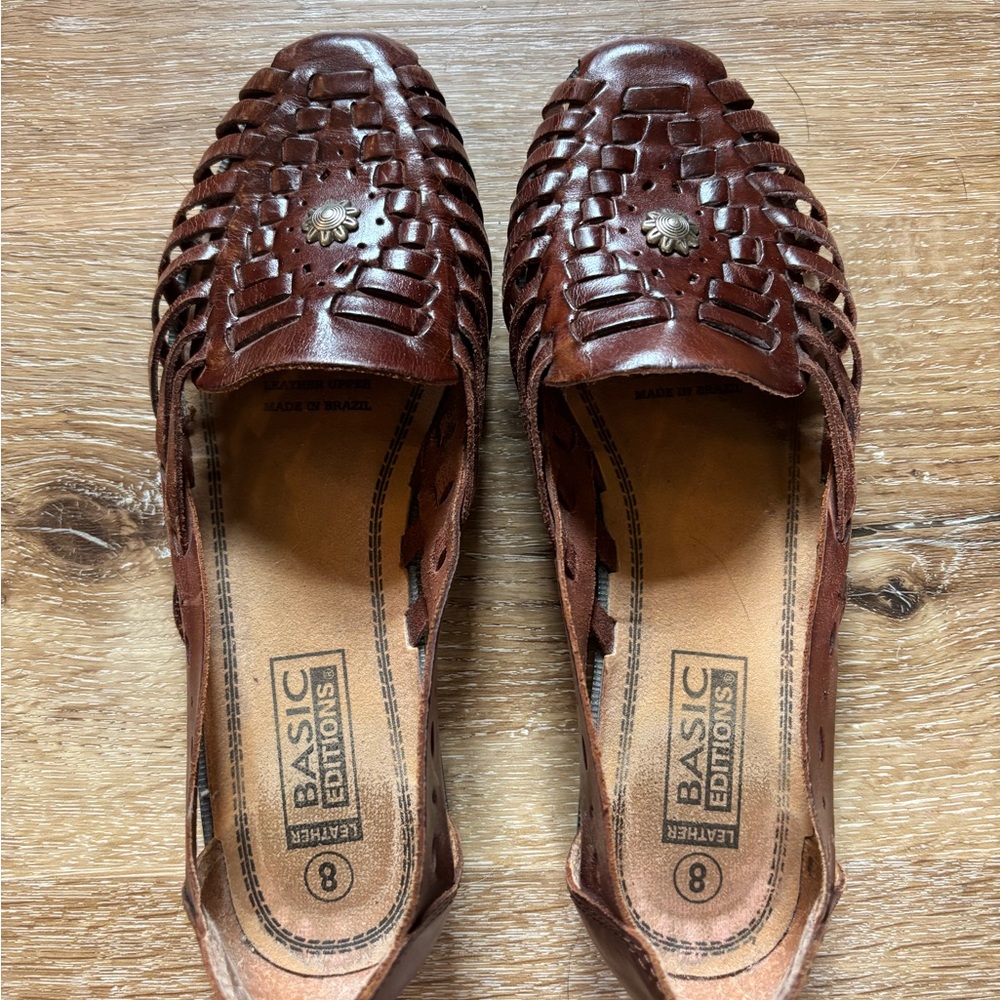 Basic Editions Brown Leather Loafers Slip-On Style